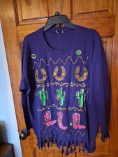 Moda Bazaar Cotton Top Shirt Purple Embellished Size 2X NWOT