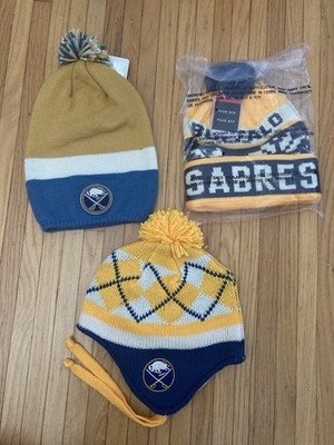 Knit pom Winter Hat Beanie buffalo Sabres vtg NwT rare swords ski toque lot of 3