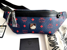  640 MCM Navy Blue Spectrum Stark Belt Bag in Skyoptic Visetos MMZCSFO01VS001