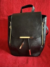 Mojoyce Black Backpack Purse Shoulder Bag With Gold Accents Adjustable Straps
