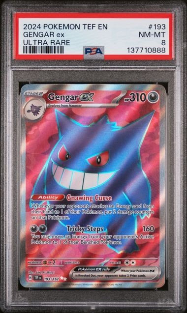 2024 Pokemon TEF EN Temporal Forces #193 Gengar EX Ultra Rare 193/162 PSA 8