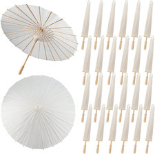 24 Pieces 33 Inches Large White Paper Umbrellas Parasol Decorative Chinese Japan