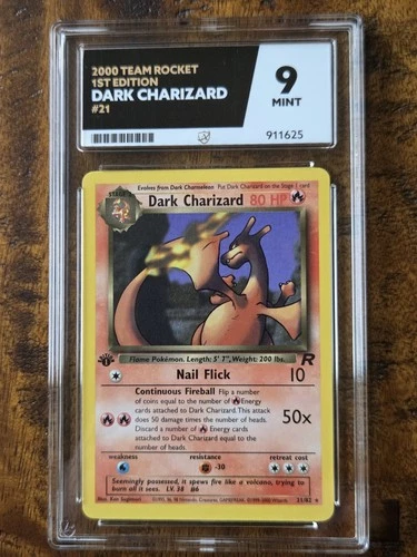 2000 Pokémon Team Rocket 1st Ed Dark Charizard 21/82 Non Holo ACE 9