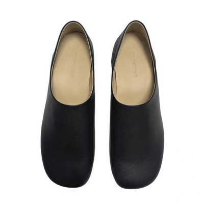Lemaire New black thin soled cowhide round toe loafers for both men and women