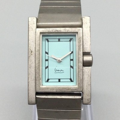 Michael Graves Tank Womens Watch 25mm Blue Dial Silver Tone New Battery 7''