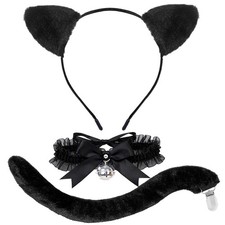 3PCS Black Cat Costume for Halloween Cosplay Party
