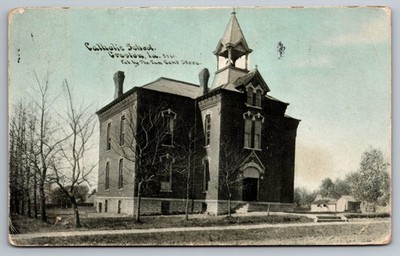 Creston, Iowa Catholic School 1910 Postcard - The Sun Print Store IA Vintage