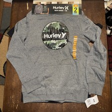 Hurley Boy's 2-Piece Fleece Lined Hoodie  Cotton Blend Tee Set Charcoal 18/20
