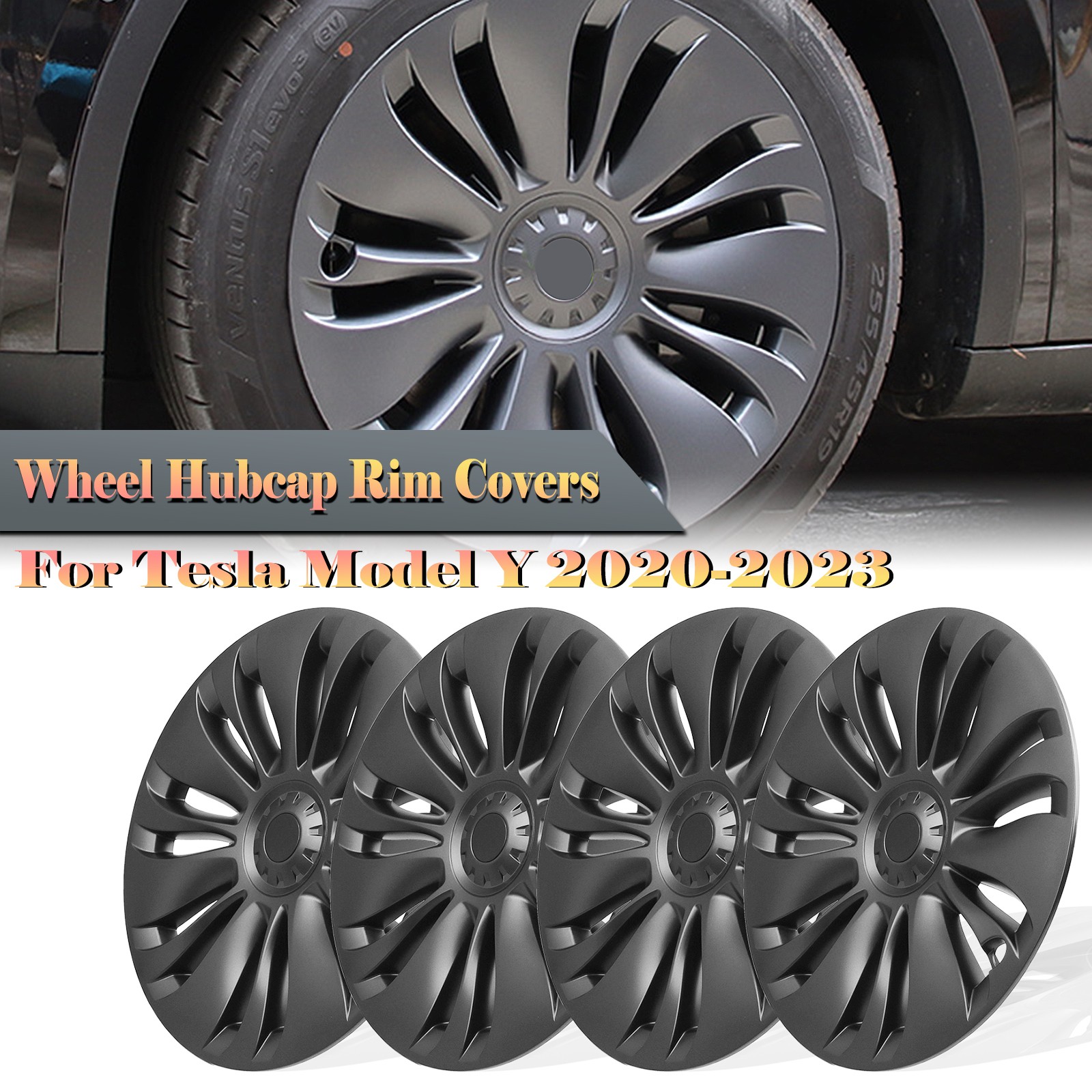 4PCS Hubcaps Caps Rim Cover For Tesla Model Y 2020-2024 19" Wheel Hub Grey MA