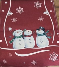 3 Merry Snowmen Red Holiday Christmas Table Runner-13" x 72"-New