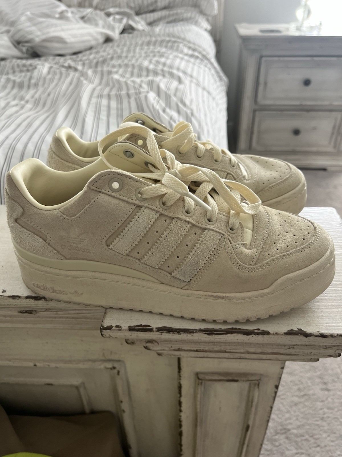 Adidas Forum Bold Stripes Cream Women's Athletic Shoes ID3154 Size 8.5