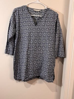 Roberta Roller Rabbit Blue Floral Beach Tunic Top Size Small Cotton