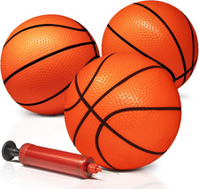 Mini Basketballs with Pump (Pack of 3) - 5 Inch Inflatable PVC Basketball for Bo