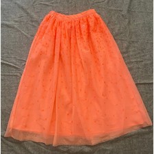 Cat  Jack Girls Size S/ 6-6X Orange Sequined Tulle Midi Skirt