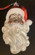 Black Santa Blown Glass Christmas Ornament 6  Long