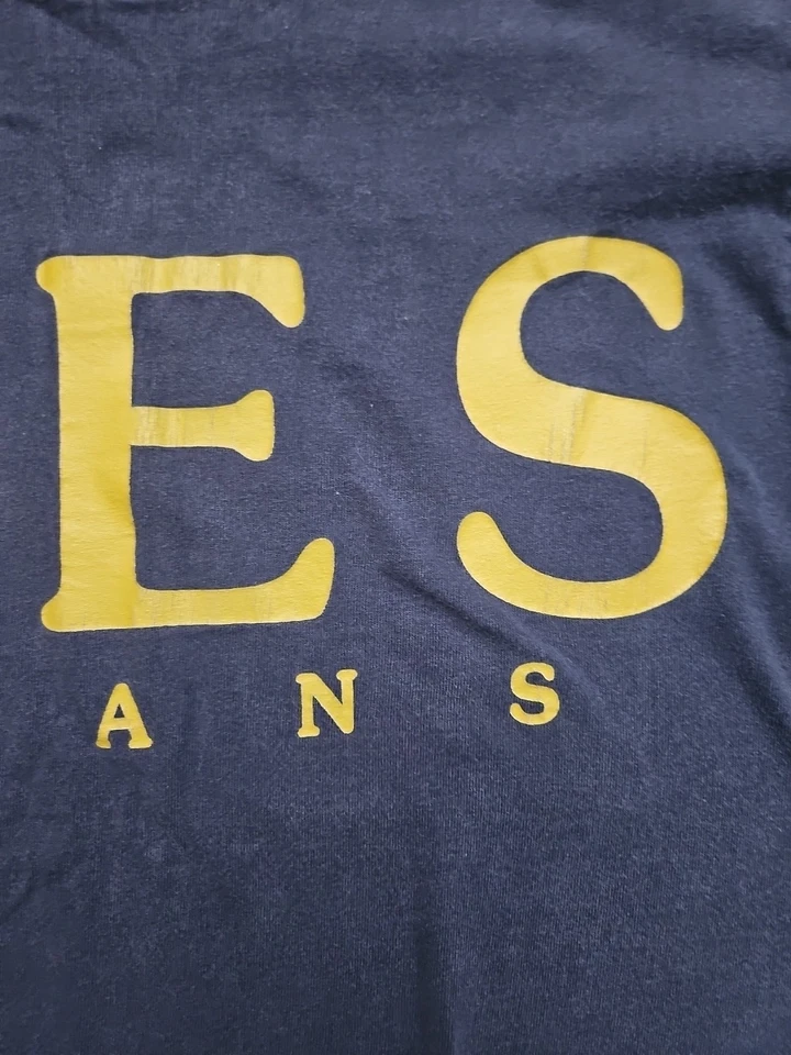 Camisa manga larga GUESS vintage para niño azul marino dorado con logotipo talla mediana 12/14 Foto 2 de 4