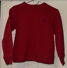 Polo Ralph Lauren Red Sweater Kids Small Crewneck Pullover Classic Pony Knit