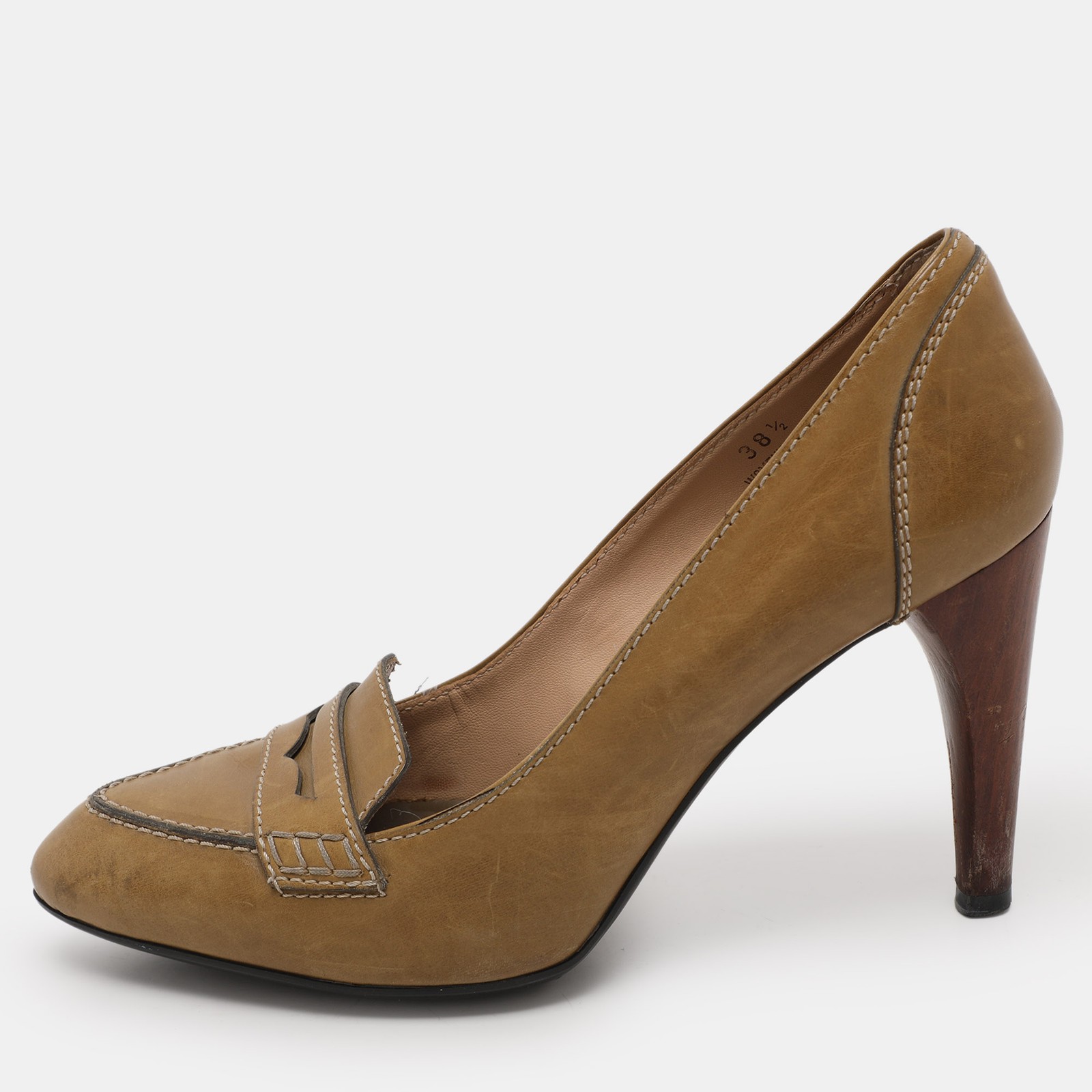 Tods Green Leather Pumps Size 38.5 Women's Shoes