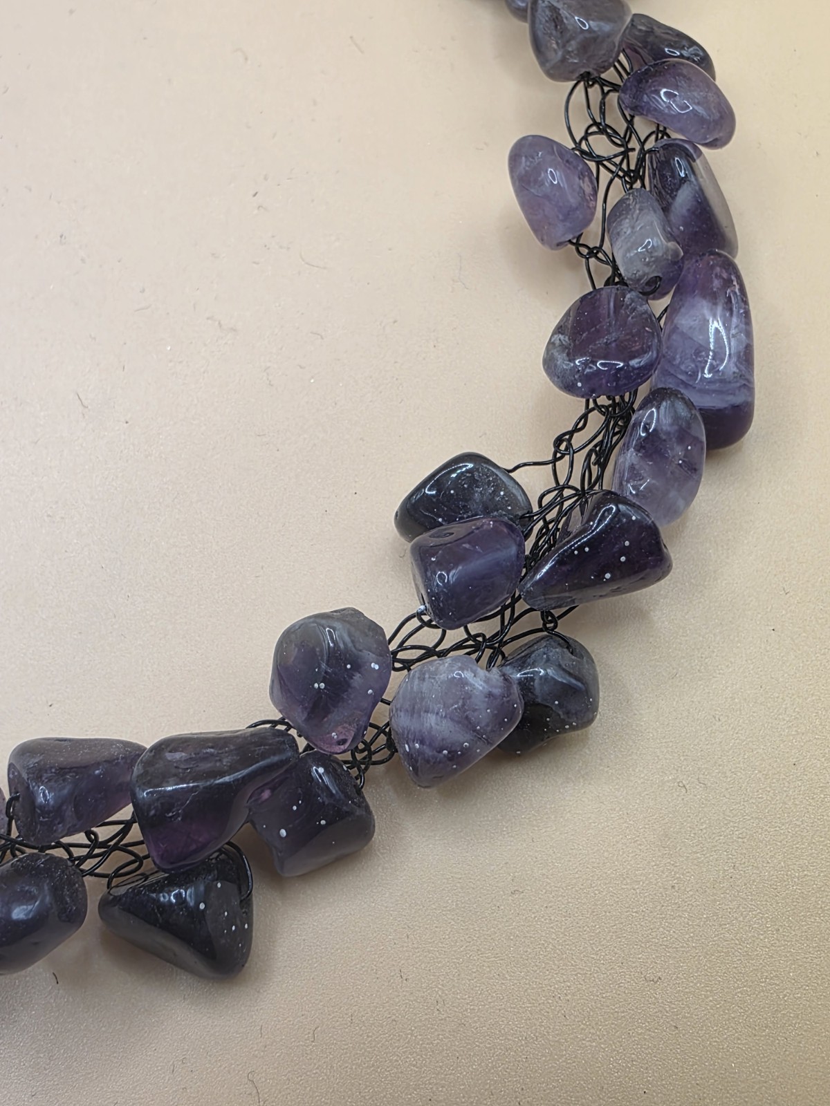 Handmade Amethyst Chip Beaded Statement Necklace … - image 4