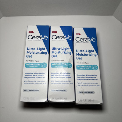 CeraVe Ultra-Light Moisturizing Gel 1.75oz - Hyaluronic Acid (Lot of 3)