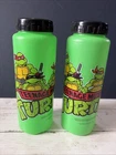 Two VINTAGE GREEN TEENAGE MUTANT NINJA TURTLES WATER BOTTLEs MIRAGE 1988