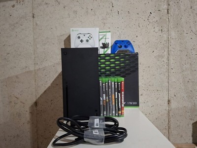 Microsoft Xbox Series X 1TB Black w 2 Controllers and 8 Games & Charging Station