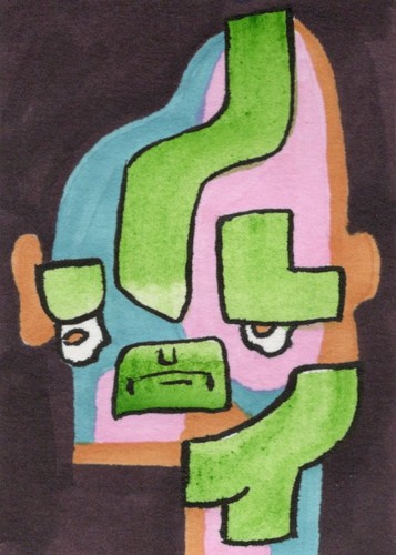 ACEO Original Art - Zebra - surreal expressionism Ooak card by Kiefer Moore