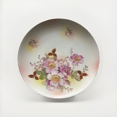 10.5'' VTG Rare Schumann Arzberg Germany Bavaria Porcelain Cake Plate Wild Rose