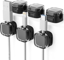 6 Pack Magnetic Cable Clips Cord Organizer Adhesive Wire Holder Desk Black