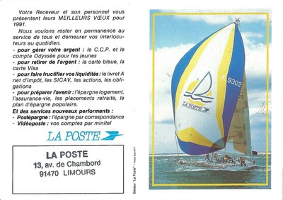 Taschenkalender - 1991 - Segelboot La Poste - Rennen um die Welt