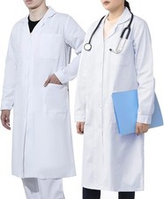 WORK IDEA Unisex White Lab Coat 100% Cotton with Pockets – Medical Uniform