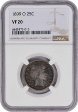 1899-O Barber Silver Quarter VF20 NGC