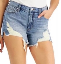 Kendall Kylie Women's Denim The Icon Short Cutoff Distressed Shorts