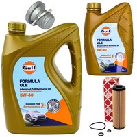 MotoröL Filter Set Gulf Formula ULE 5W-40 6 Liter + Schraube FüR Mercedes W204