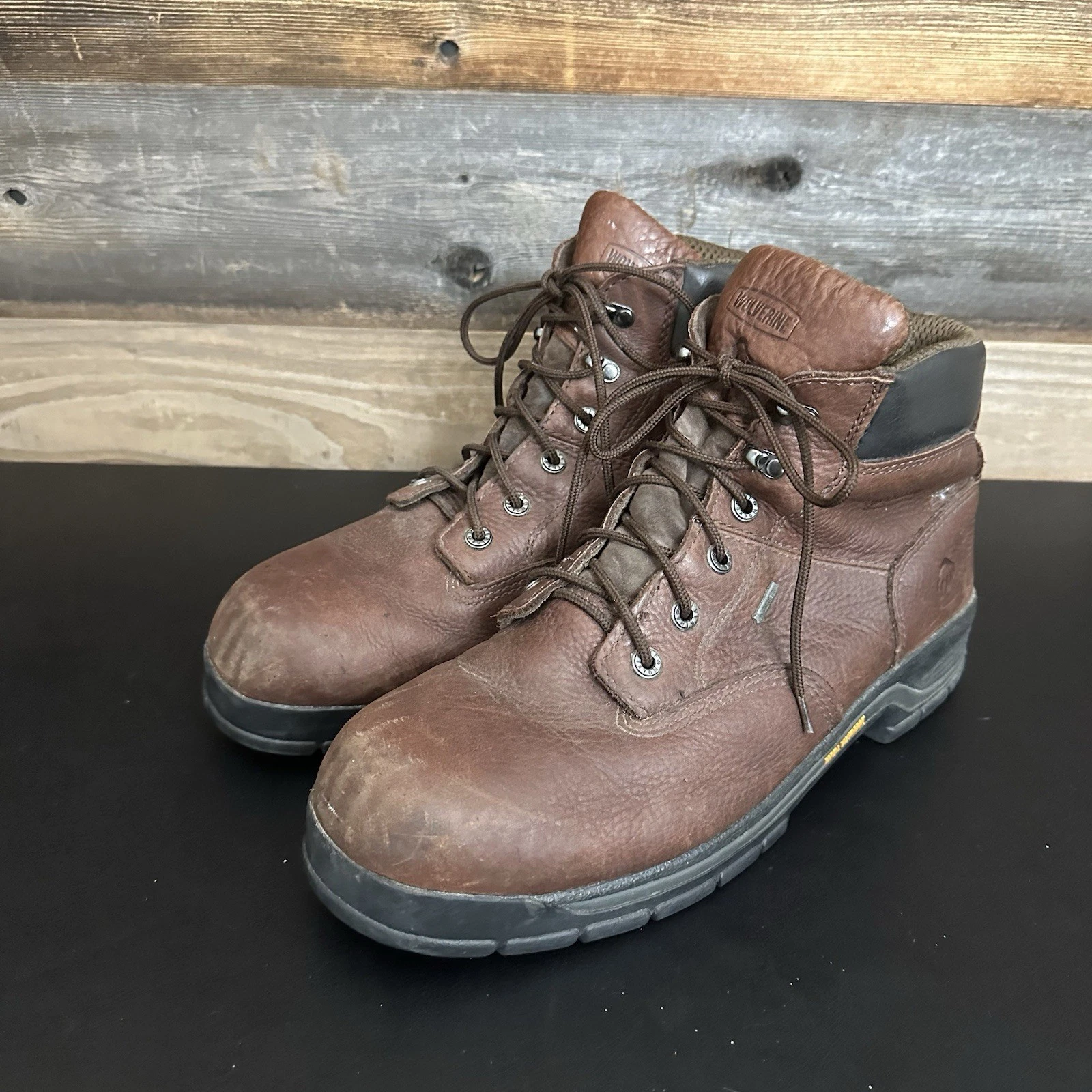 Wolverine Brown Leather Slip Resistant Mens Waterproof Work Boots 13 EW *READ*