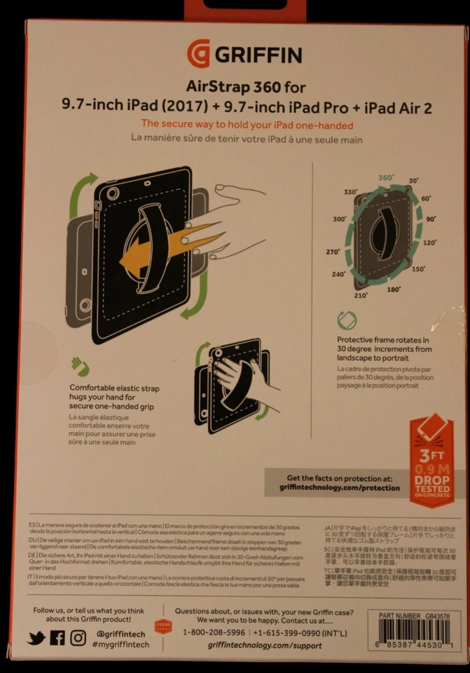 Griffin AirStrap 360 iPad Case 9.7" iPad 2017/Pro/Air 2 Protective Hand Strap - Image 2 of 4