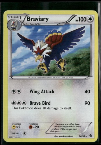 Braviary 88/98 Holo Rare Emerging Powers Pokemon Heavily Played