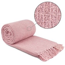 Throw Blanket for Sofas Bed Runner Honeycomb Waffle Soft Cotton Honeycomb