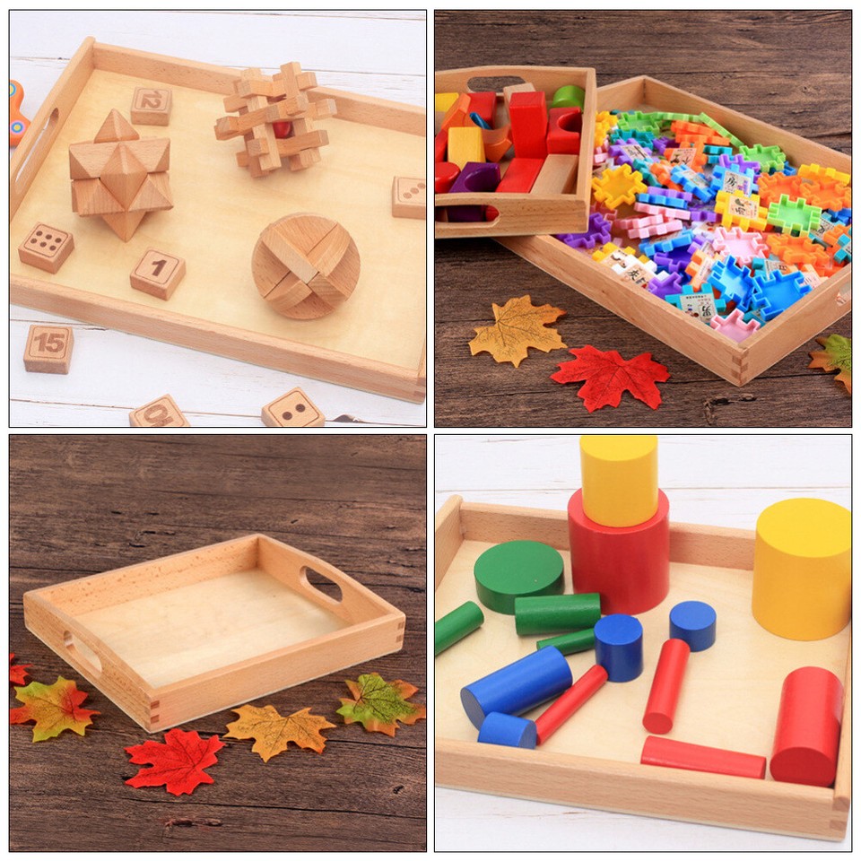 Wood Tray with Handle Serving Food Handles Rectangular Child eBay