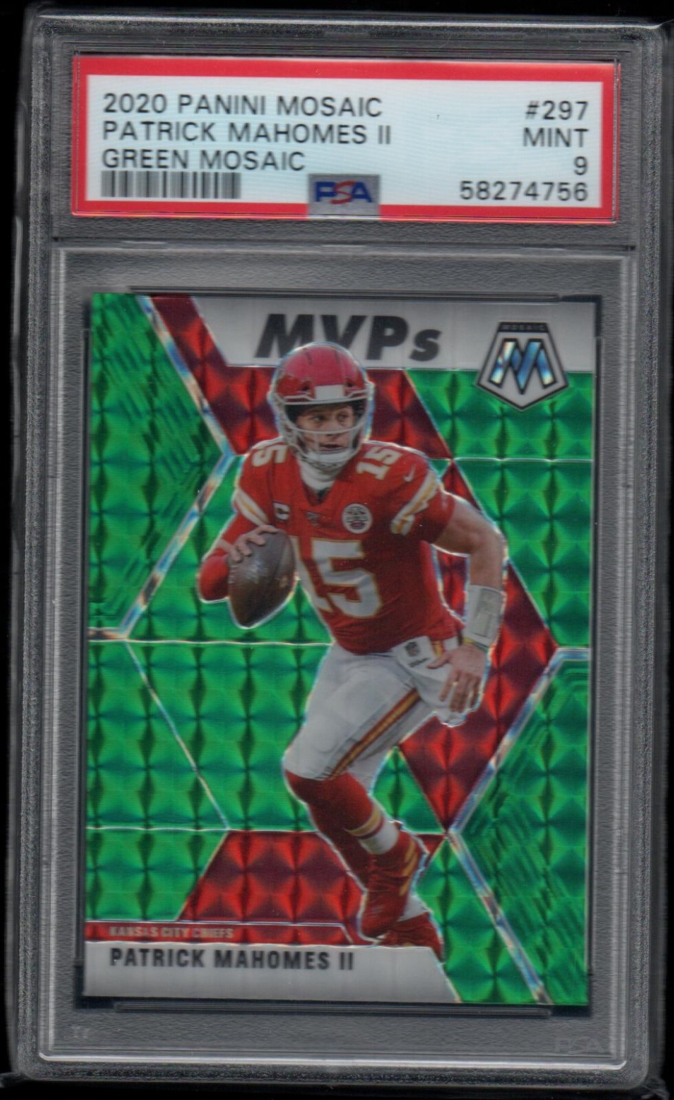 2020 Panini Mosaic GREEN MOSAIC Patrick Mahomes KANSAS CITY CHIEFS PSA 10 GEM