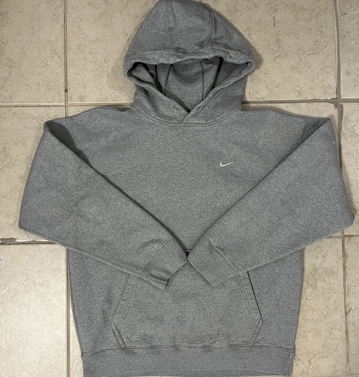 Nike Swoosh Sportwear Light Gray Hoodie Pullover Sweatshirt Size L Large