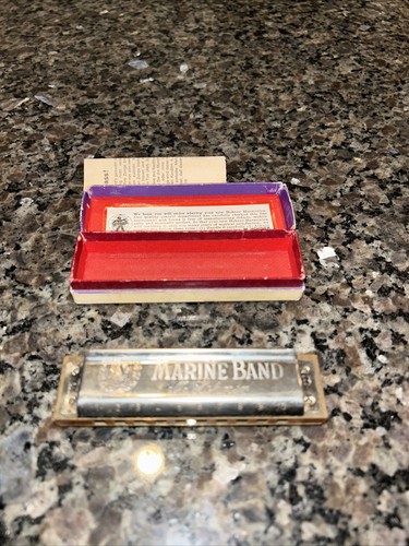 Vintage M. HOHNER A440 HARMONICA No. 1896 Marine Band Key B - Made in Germany - Picture 3 of 5