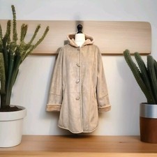 Gabriella Vicenza Faux Suede Coat Faux Fur Ladies Uk 16 18 Cream Vegan Friendly