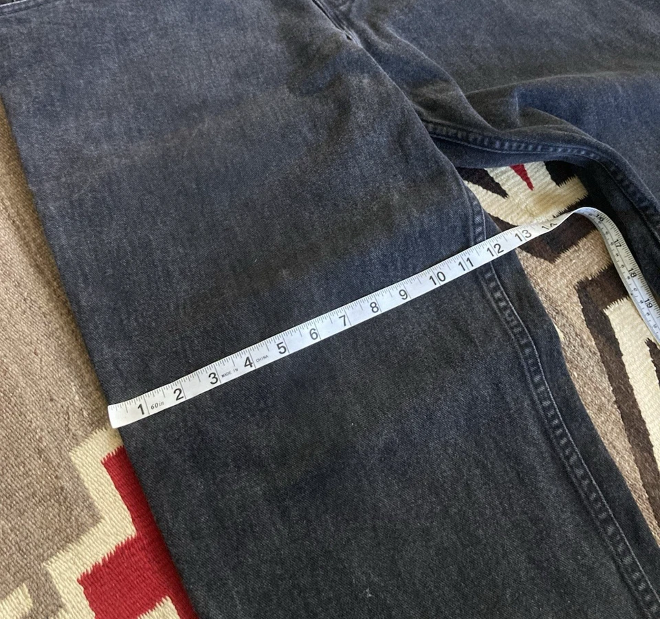 VTG Y2K 90s Tommy Hilfiger Freedom Jeans Wide Leg Black Denim 36x34 (fits 35x33) - Image 4 of 4