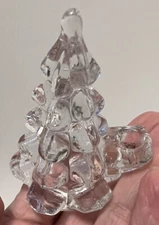 Biedermann Vintage Clear Glass Christmas Tree 2-7/8’’ Candle Holder