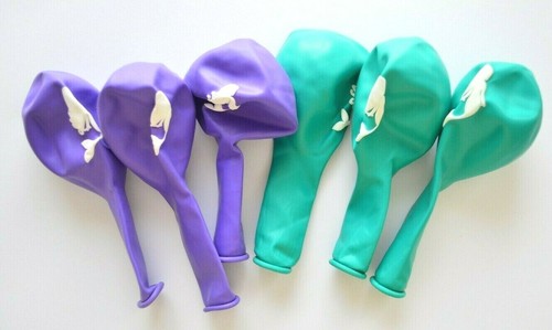Mermaid Latex Balloons (x6) 10" Purple & Teal Helium Quality Balloon Sea Theme - Picture 2 of 2