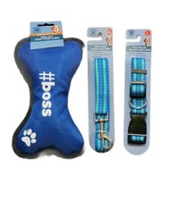 NEW Greenbrier Kennel Club Blue Dog Collar Adjustable, Dog Leash,  Squeaky Toy