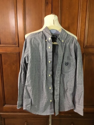 Chaps Ralph Lauren Boys Blue And White Mini Check Pattern Button Down Euc Pictur - Picture 14 of 20
