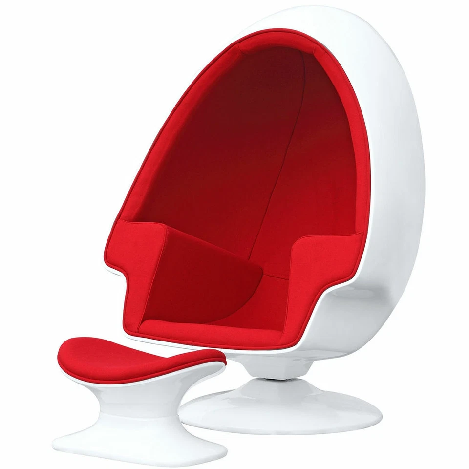 Alpha Egg Chair and Ottoman Blue Accent White egg shell Chamber shape(Free ship) - Image 2 of 4