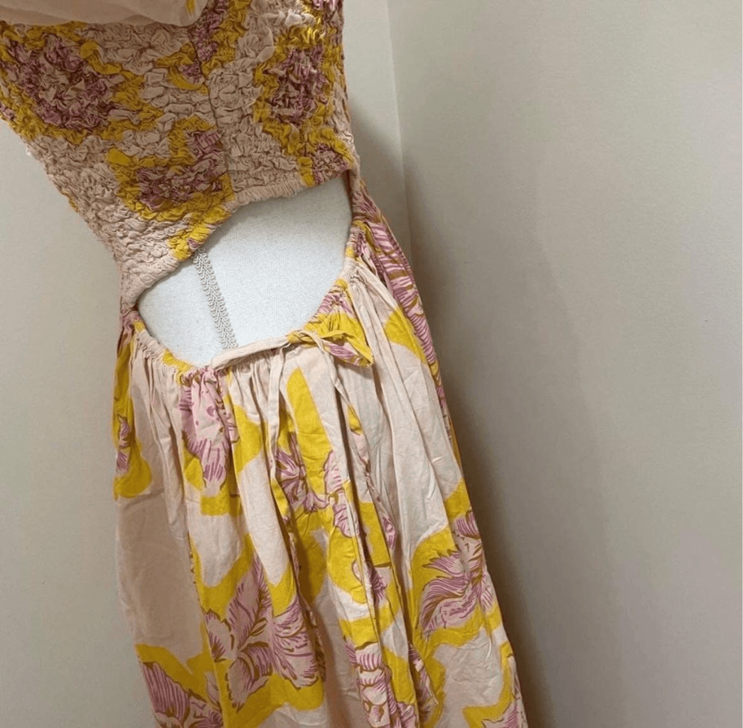 knee length dresses for ladies Wynn Floral Knit Midi Dress / Lemon | Meshki